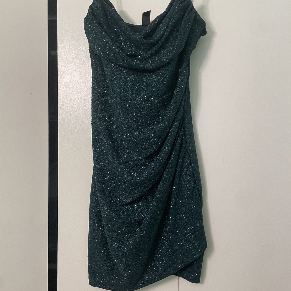Shimmering Teal Draped Dress